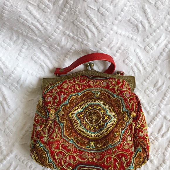 Genuine Christiana silk & sequined purse - Picture 3 of 8